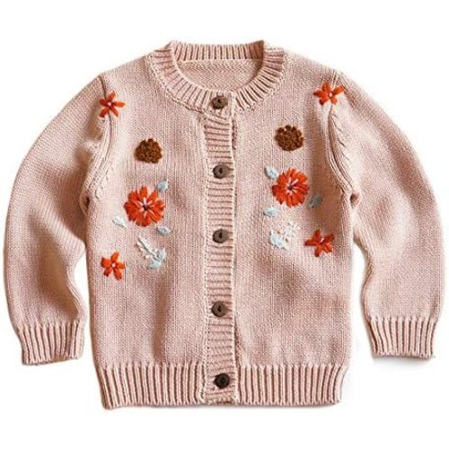 Simplee kids Baby Girl Thin Sweater Solid White Pink Cardigans for Toddler 0-3Years