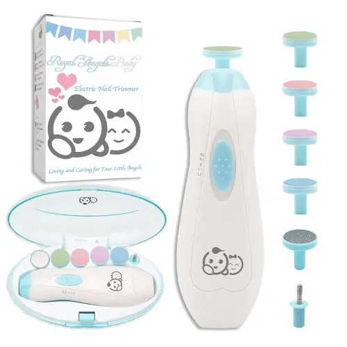 Baby Nail Trimmer 6 in 1, Royal Angels Baby Electric Nail File, Baby Grooming Kit Manicure Set for Toddler and Adults, Newborn Toddler Toes & Fingernails Nail Care Kit (Babyblue)