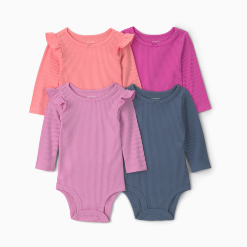 Carter's Long-Sleeve Bodysuits (4 Pack) - Bow, Nb