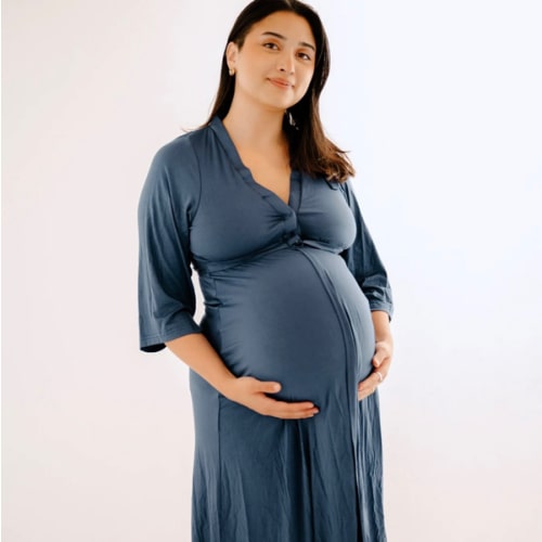 Lila Labor & Postpartum Gown in Midnight Blue