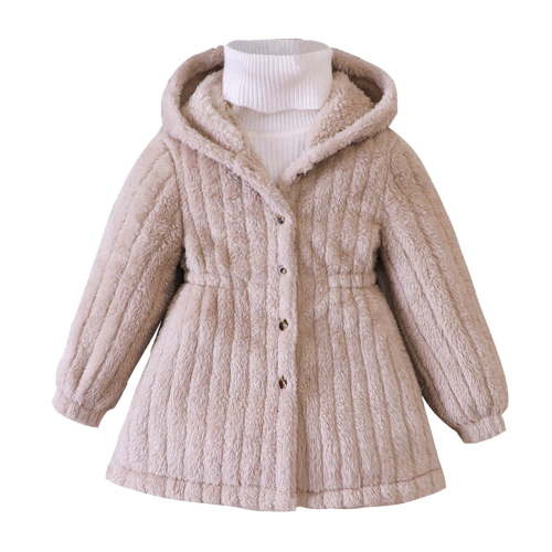 Lkhaha Girls Jacket Winter Warm Fleece Button Up Hooded Solid Color Parka Fall Winter Clothes Size 18-24 Months