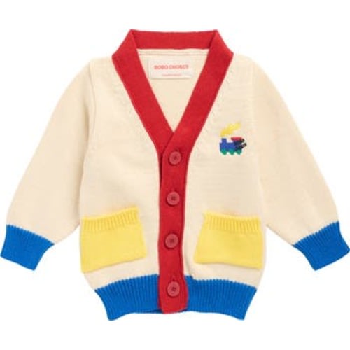 Choo Choo Colorblock Organic Cotton Cardigan, 6M