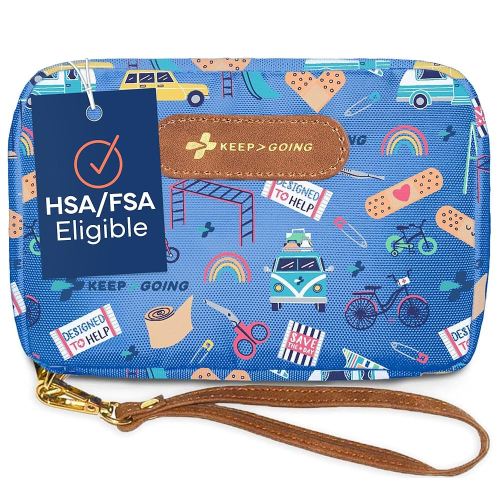 KeepGoing Travel First Aid Kit for Kids – 130 Pc. for Car, Home, Purse, Diaper Bag & Backpack with Latex-Free Bandages - Mini First Aid Kit Travel Size TSA-Approved