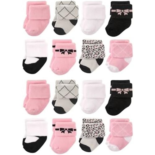Hudson Baby Unisex Cotton Rich Baby Terry Socks 16-Pack