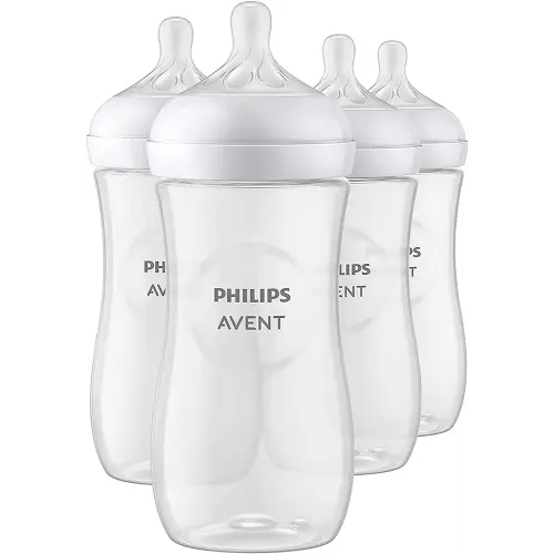 Philips AVENT Natural Baby Bottle with Natural Response Nipple, Clear, 11oz, 4pk, SCY906/04