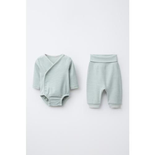 STRIPED SAORUEL BODYSUIT AND PANTS SET - Greenish | ZARA United States