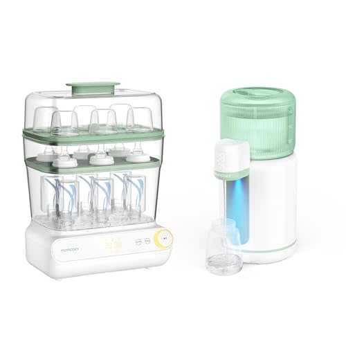 Momcozy 3 Layers Large Bottle Sterilizer and Dryer & Momcozy Instant Water Warmer, 2-11oz Options