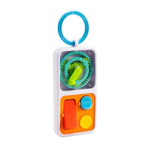 Fat Brain Toys PlayTab Go, Portable Sensory Activity Board with a Clip Ring to Attach to Diaper Bags for Babies and Toddlers Ages 12 Months+