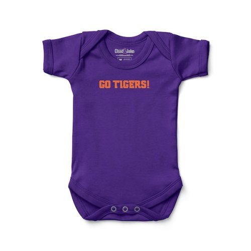 Newborn & Infant Chad & Jake Purple Clemson Tigers  Logo Bodysuit