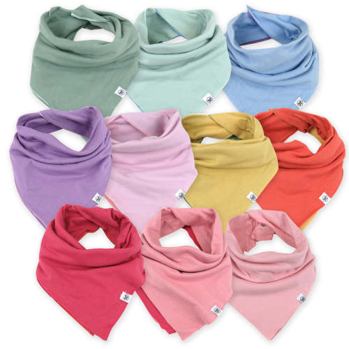 10-Pack Organic Cotton Reversible Bandana Bib Burp Cloths | Honest Baby Clothing