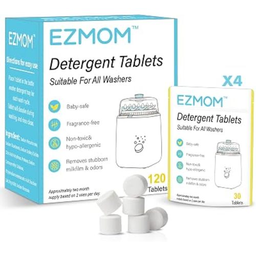 Tabletas detergentes para lavar botellas, 120 tabletas de jabón detergentes universales, bloque de lavado de limpieza profunda, compatible con todas las marcas de lavadoras de biberones