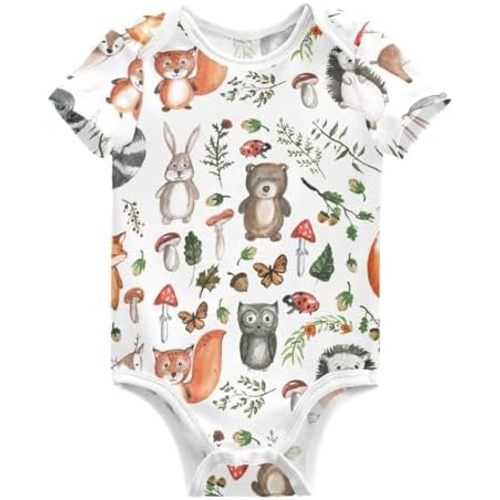 Ollabaky Unisex Baby Bodysuits Short-Sleeve Cotton Baby Clothes for Girls Boys 0-24 Months