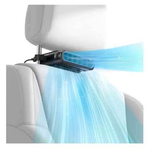 Car Seat Fan for Back Seat with Dual Airflow for Back Cooling & Baby Rear Facing, Backseat Fan for Infants, Kids, Pets & Rear Passengers, USB Powered Headrest Fan with 3 Speeds, Fits SUV Sedan Trucks