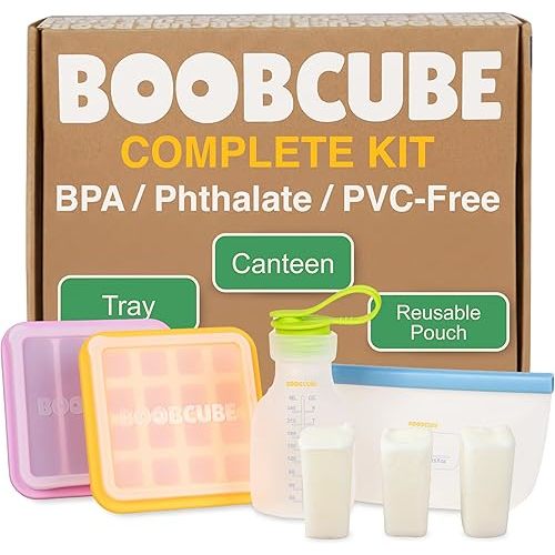 Breastmilk Storage Reusable Freezer Trays with Lid | Baby Food Cube 4pcs Complete Kit | 16 and 4-Cubes Silicone Durable Ultra Leak-Proof