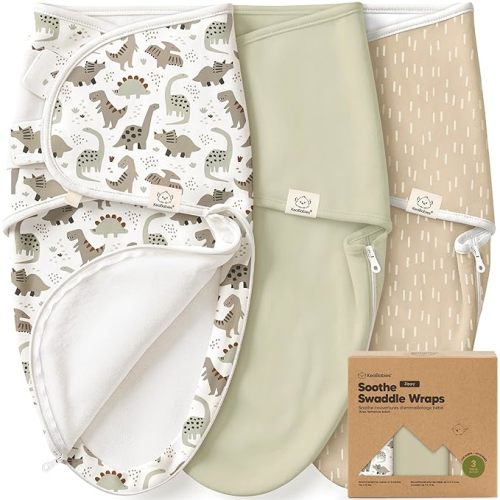 Baby Swaddle Sleep Sacks with Zipper - 3-Pack Swaddles for Newborns 0-3 Months, Infant, Baby Girls, Boys, Soft & Durable Newborn Sleep Sack, Easy Diaper Change Swaddling Blanket (Dino Ridge, OS)