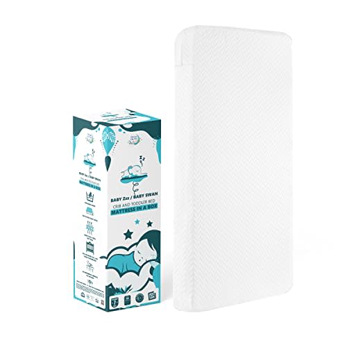 Dream On Me Baby Zzz 5” Foam Crib & Toddler Bed Mattress in White, Mattress in a Box, Greenguard Gold/JPMA Certified