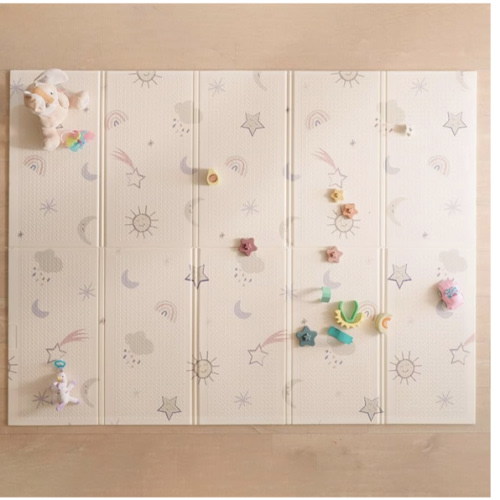 Nuby Reversible Baby Floor Mat, 77" x 58" - Foldable and Lightweight Baby Play Mat for Floor - Easy Storage and Travel - Stars and Sky