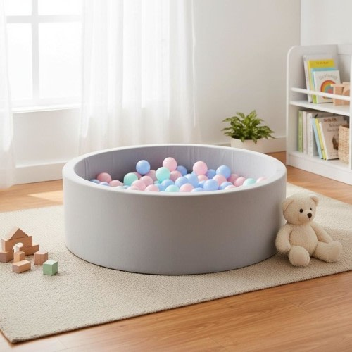 BoPeep Kids Ball Pit 90x30cm Foam Ocean Play Pool – Grey, No Balls