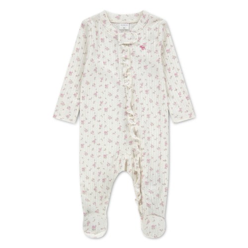 Abercrombie Kids Floral Pointelle Ruffle Footie (Baby Girl) at Von Maur