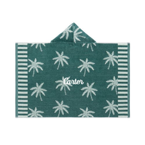 Palm Trees Plush Jacquard Baby Beach Hooded Towel UPF 50+