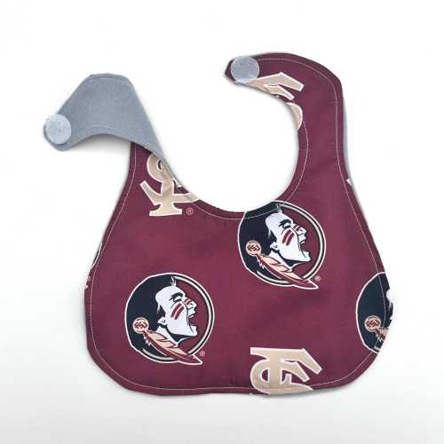 Reversible FSU Baby Bib: Seminole Logos & Florida Appliqué