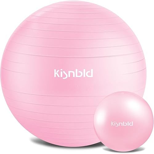 kisnbld Exercise Ball, Extra Thick Yoga Ball for Workout Pregnancy Stability, 4 Sizes Anti-Burst Balance Ball with Foot Pump - Heavy Duty Fitness Ball Chair for Office, Home & Gym