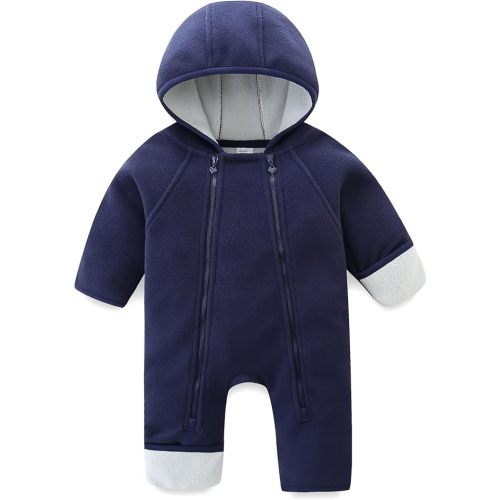 Newborn Baby Fleece Jumpsuit Girls Boys Winter Hooded Coverall Romper Cute Baby Snowsuit Clothes