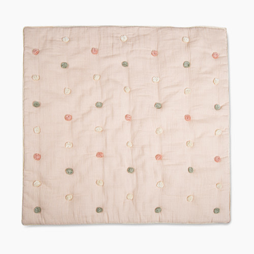 Crane Baby Cotton Muslin Pom Pom Blanket - Rose