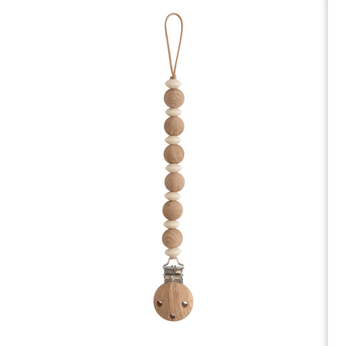 mushie 100% Silicone Baby Pacifier Clip BPA Free | Luna (Faux Wood)