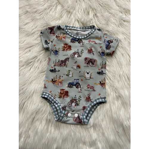 farm baby clothes, barnyard baby shower gifts, newborn baby romper, highland cow baby gifts, oink cluck baa moo first birthday outfit, sheep