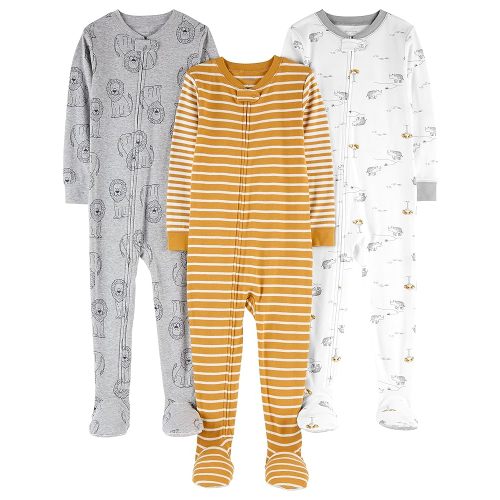Simple Joys by Carter's baby-boys 3-pack Snug Fit Footed Cotton Pajamas