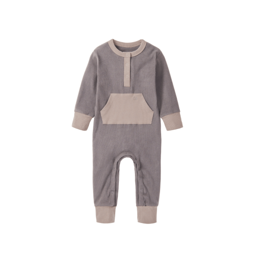Colorblock Ribbed Romper - Graphite