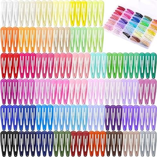Funtopia 150pcs Hair Clips, 50 Colors Snap Hair Barrettes for Girls