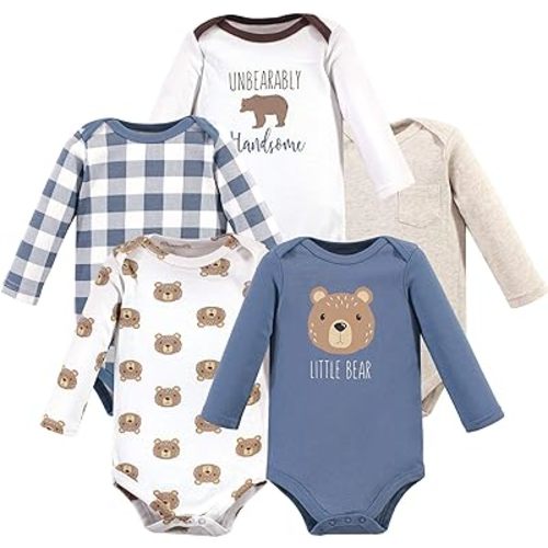 Hudson Baby baby-boys Cotton Long-sleeve Bodysuits 5-pack