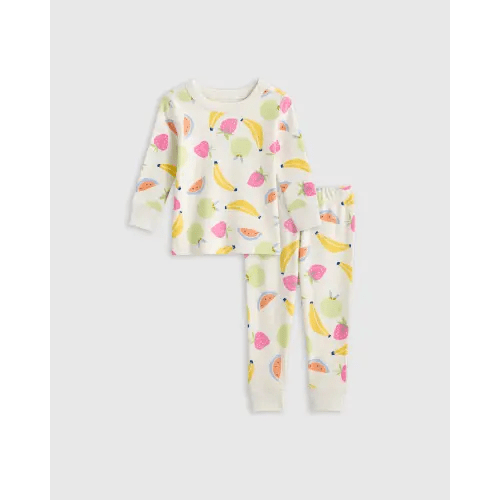 100% Organic Cotton Long Sleeve and Pant Pajama Set in Fruit