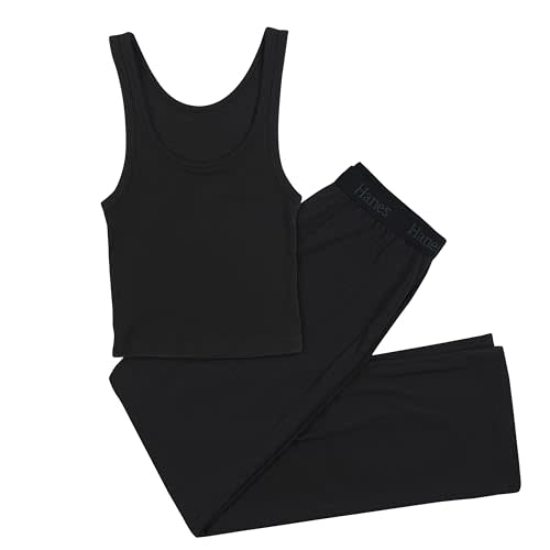 Hanes Women's Originals SuperSoft Comfywear 2 Piece Crop Tank & Lounge Pants Loungewear Set