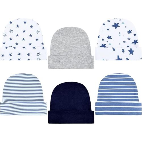 Newcotte 6 Pcs Preemie Baby Hats Cotton Preemie Caps Warm Newborn Beanie Premature Hat for Nicu Premature Baby Boy Girl