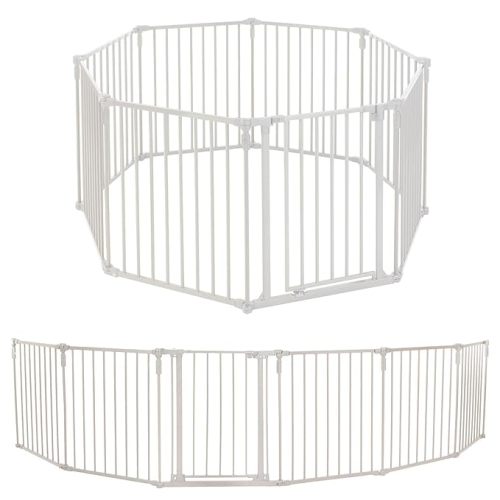 Toddleroo by North States - 3 In 1 Metal Superyard Baby Play Yard: 8 Panel Playpen, Gate, or Extra Wide Fence - Encloses Up to 19 Square Feet - 30 Inches Tall - Taupe