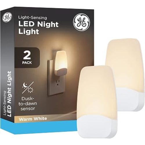 GE Plug in Night Light with Dusk to Dawn Sensor, 2 Pack