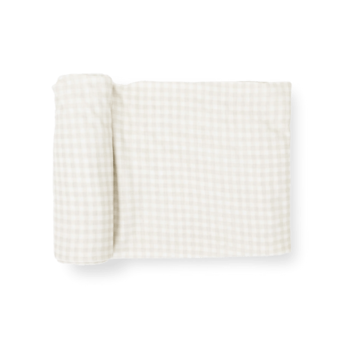Stretch Knit Single Swaddle - Tan Gingham