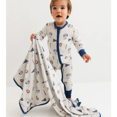 Blue Baseball Zipper Romper – In My Jammers