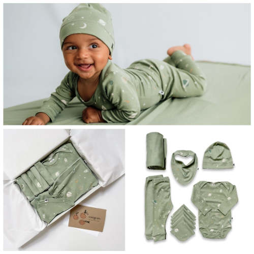 Bamboo Baby Capsule Gift Box - Outer Space & Sage | Little & Lively