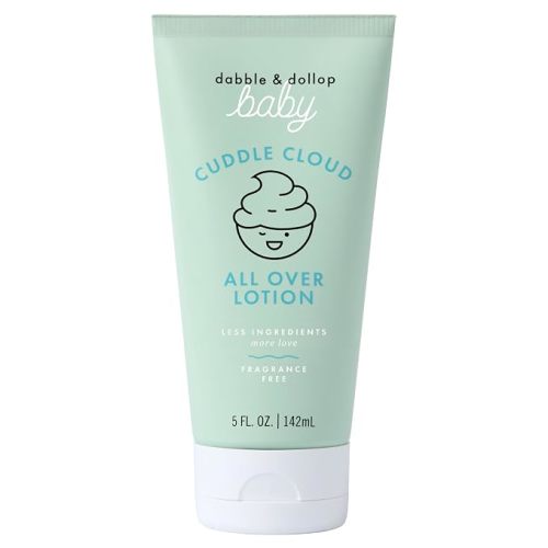 Dabble & Dollop Baby All Over Lotion - Fragrance-Free Baby Moisturizer for Sensitive Skin, Lightweight Hydrating Baby Cream for Newborns & Eczema-Prone Skin (5 fl oz)