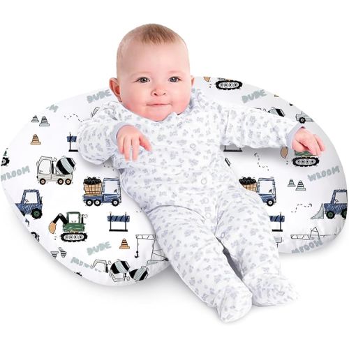 Little Grape Land Nursing Pillow for Infants, Breastfeeding Pillows, Baby Support Pillow for Nursing, Bottle Feeding, Tummy Time with Machine Washable Cover & Breathable Filling, Construction Truck