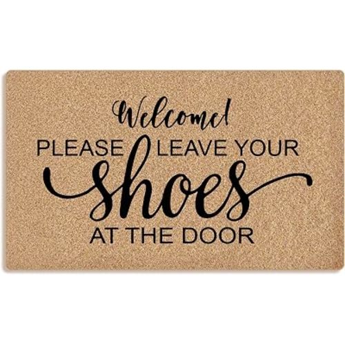 Mingnei Shoes Off Coco Coir Doormat,Take Off Your Shoes Doormat,Please Remove Your Shoe Doormats Door Mat for Home Entrance, No Shoes Floor Mats for House Front Outdoor Entryway Rug 30x17 Welcome Mat
