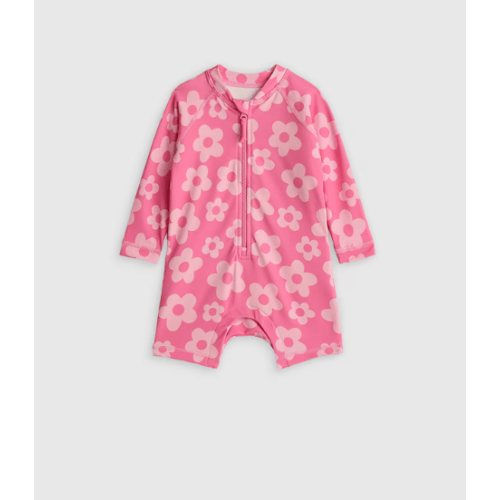 Long Sleeve Zip-Up Rash Guard One-Piece - Baby
