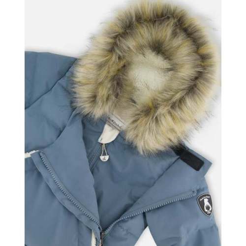 One-Piece Baby Snug Snowsuit Designed for Car Seat, Dark Gray Blue - Deux par Deux | Maisonette