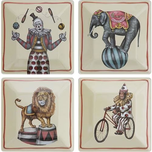Creative Co-Op Circus Plates, Set of 4 Styles