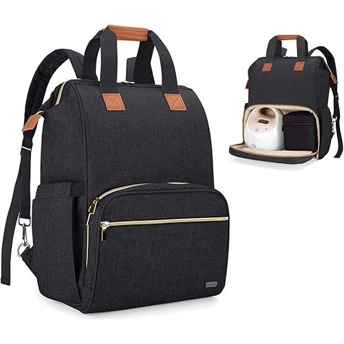 Teamoy Breast Pump Bag Compatible with Spectra S1,S2, Medela and Cooler Bag, Convertible Breast Pump Tote and Backpack with Laptop Sleeve for Working Moms, Black