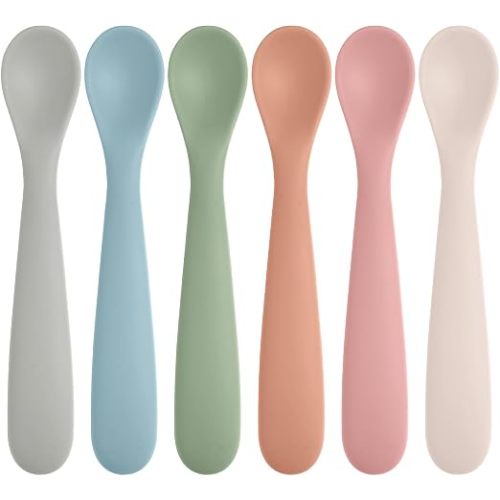 6 Pack Silicone Baby Spoons Self Feeding 6 Months+, BPA Free